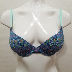 Victoria's Secret PINK bra 32C Wear Everywhere Push-Up tribal Aztec convertible